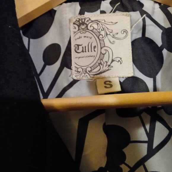 TULLE Black Wool Blend Peacoat S - Picture 3 of 10